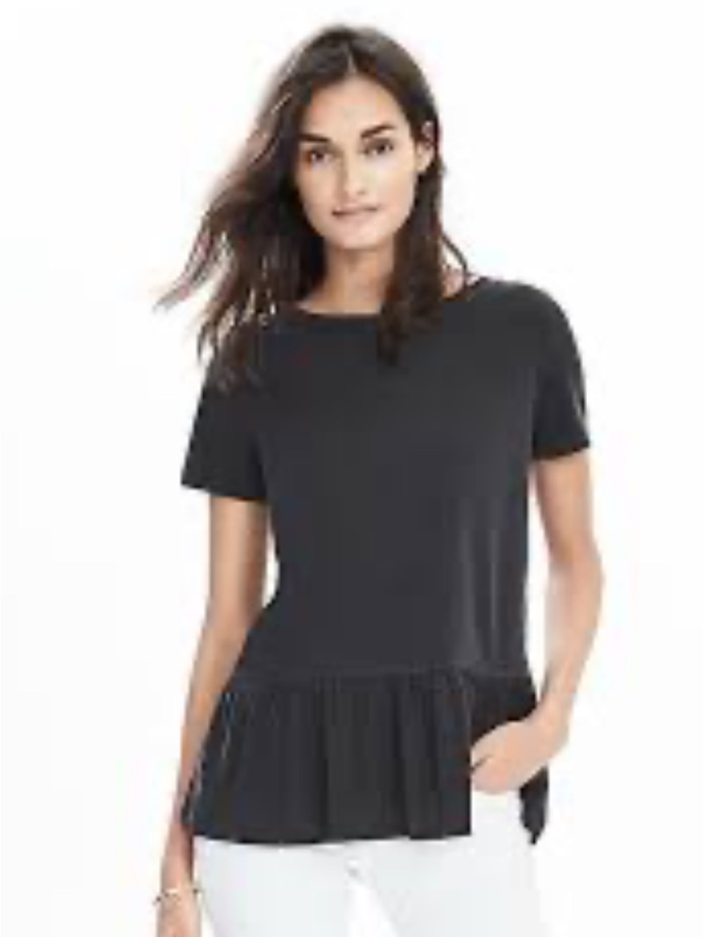 TOP - Banana Republic Black Peplum Short-Sleeve Women's Top Size Large